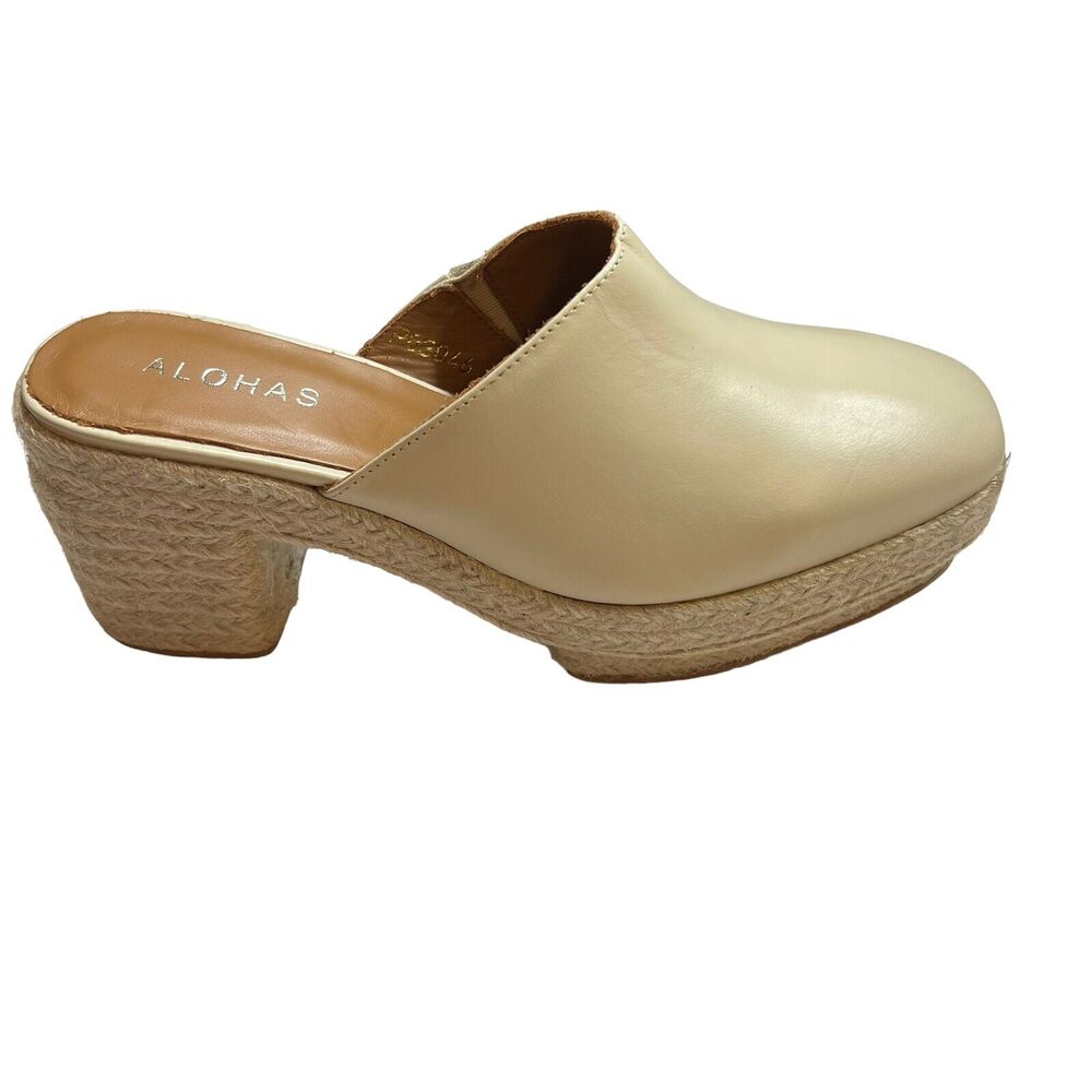 Alohas Cream Piko Leather Espadrilles‎ Size 39 New